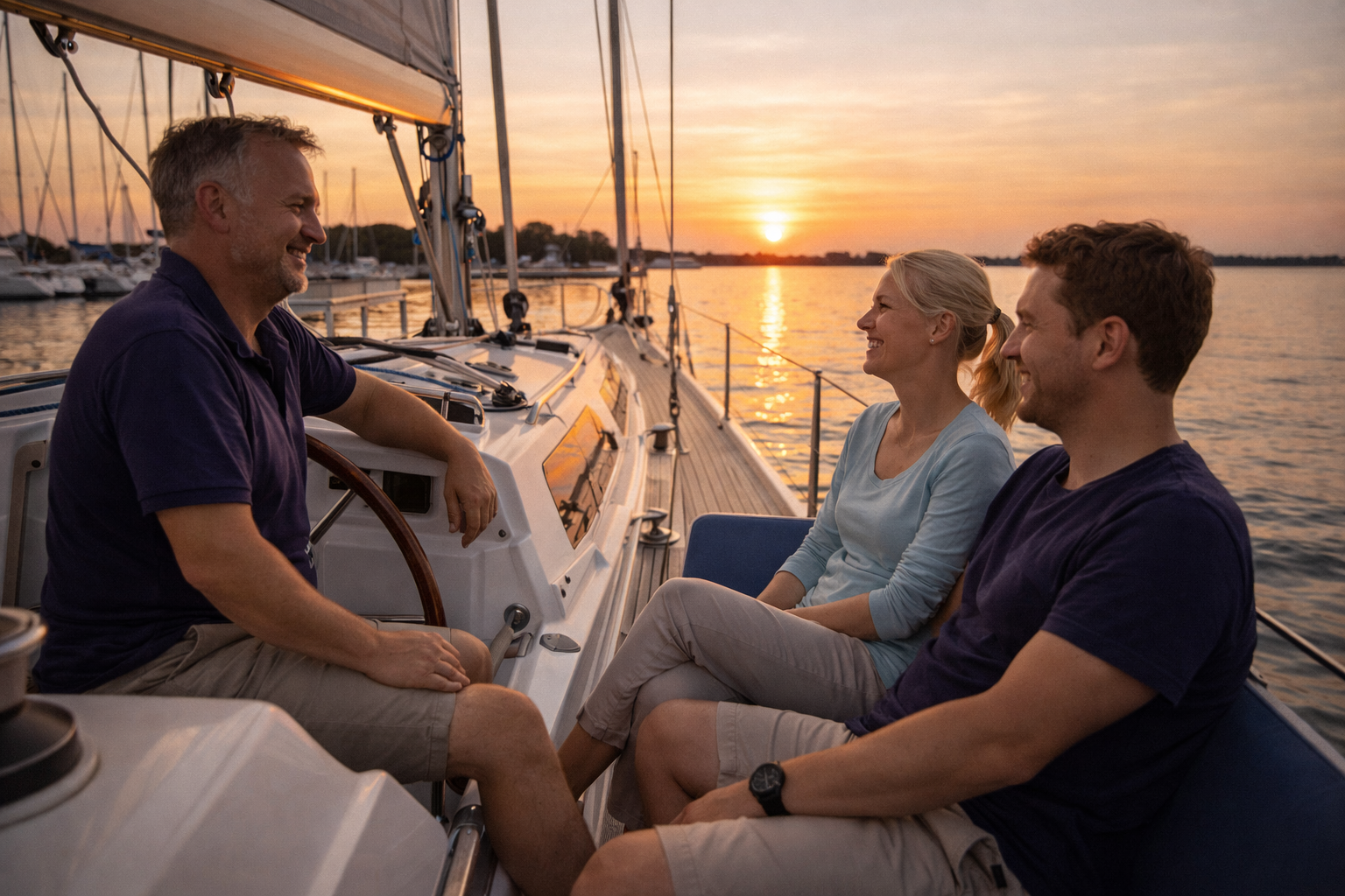 Individuelles Skipper-Coaching: Trainer und Teilnehmer am Steuer