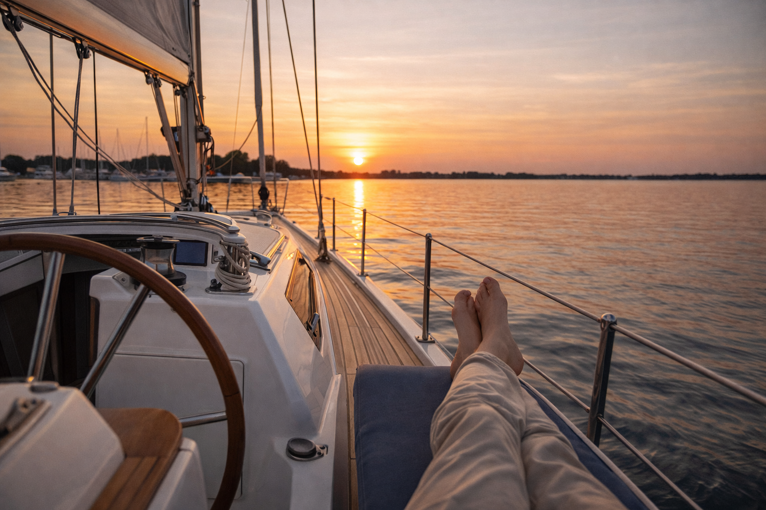 Entspannter Blick übers IJsselmeer vom Cockpit – Segeln als Auszeit